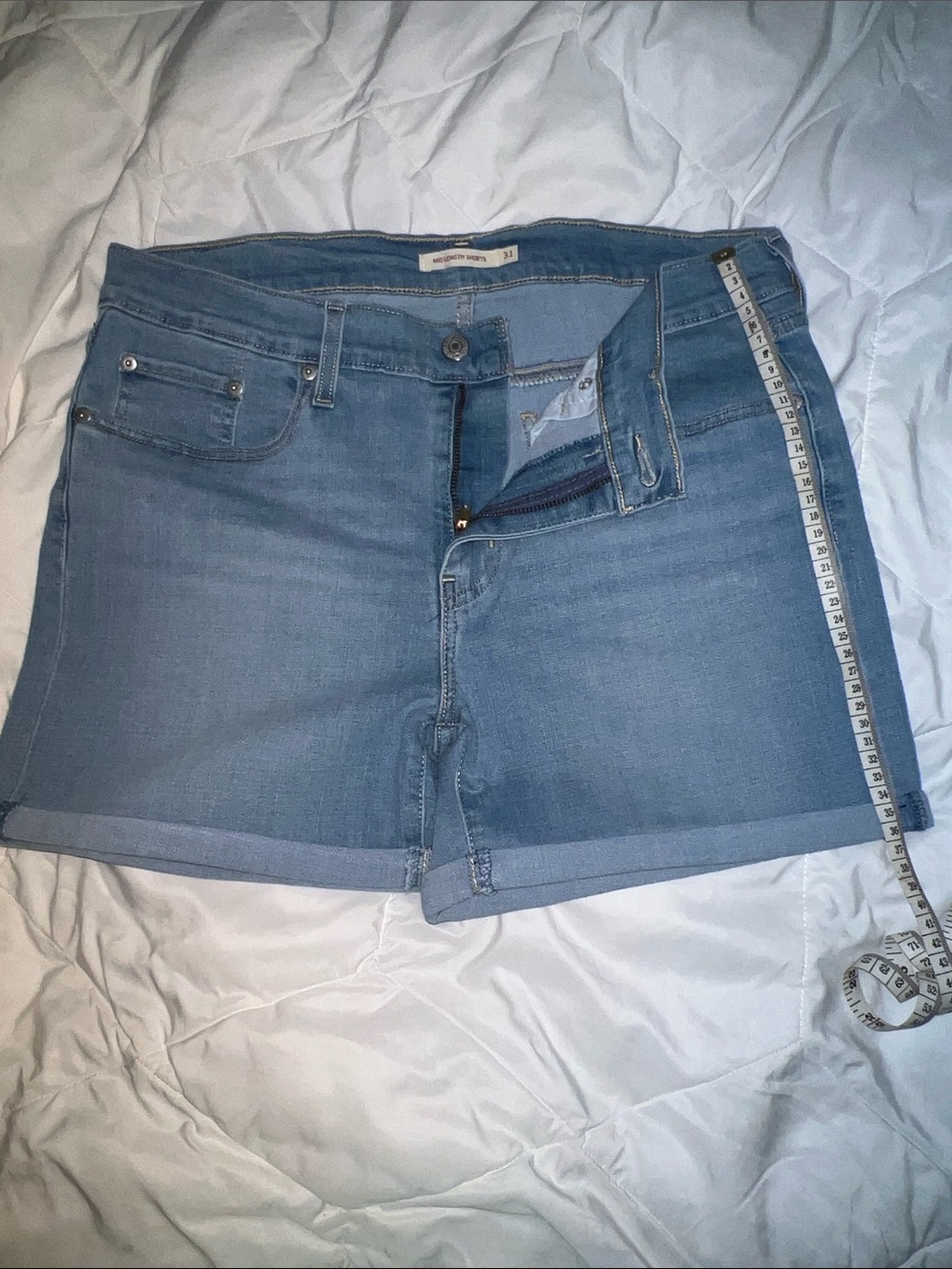 Levi's Light Blue Cuffed Denim Shorts